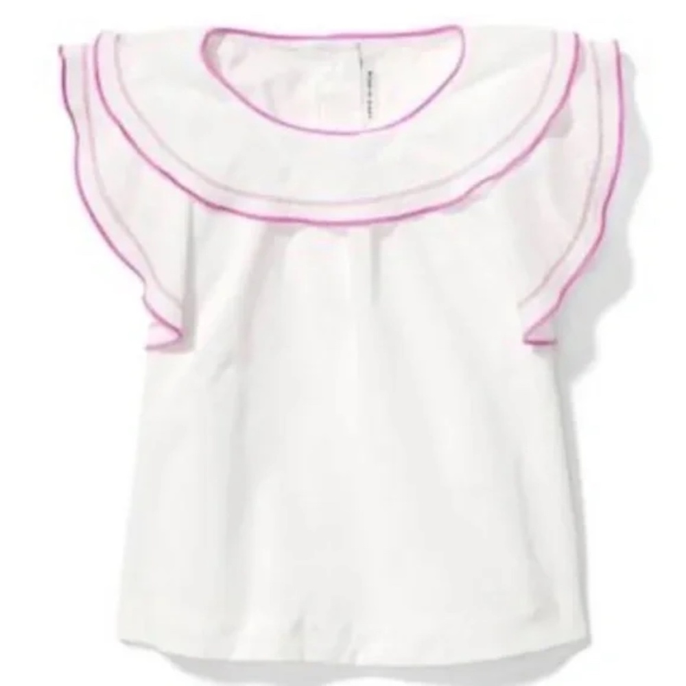Janie and Jack White Blouse Purple Ruffle